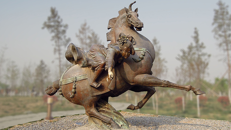 历史人物铜雕,户外园林雕像,骑马人物雕塑